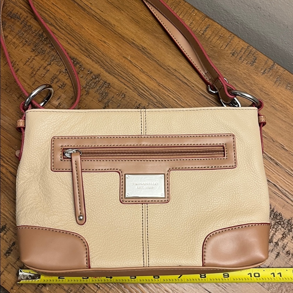 TIGANELLO PEBBLED STONE LEATHER MESSENGER CROSSBODY HANDBAG - Picture 3 of 14